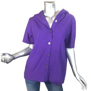Teddi Vintage Women's Large Purple Button Front Hoodie Shirt Blouse